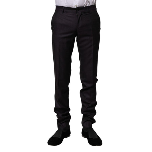 Dolce & Gabbana Black Wool Patterned Formal Pants PAN75339-44