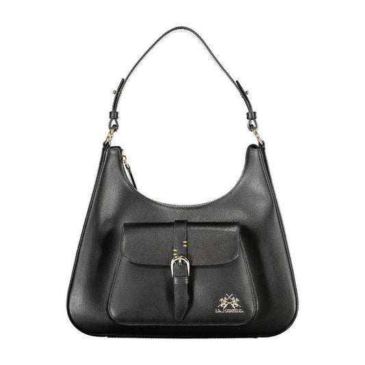 La Martina Black Leather Women Handbag LA-20551