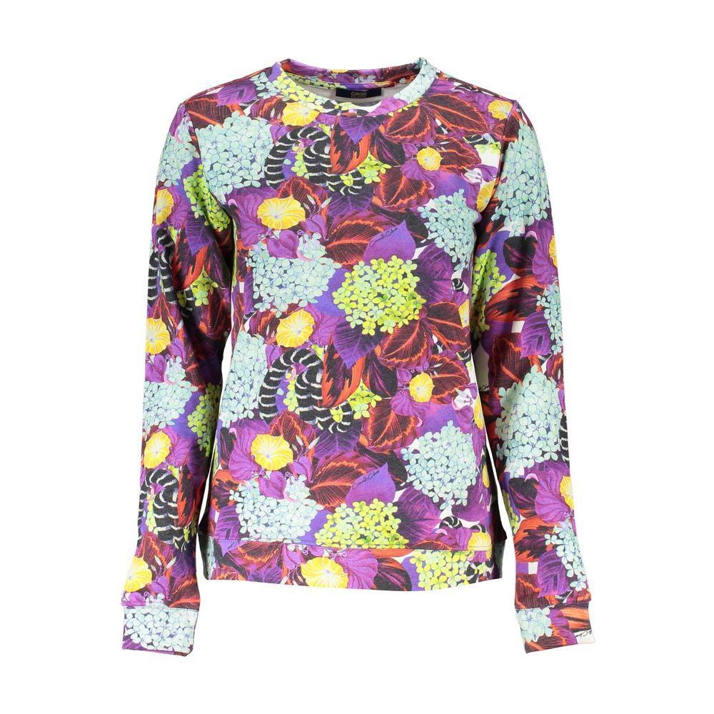 Cavalli Class Elegant Purple Crew Neck Sweater CA-26815-XS