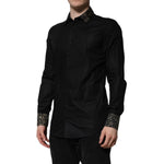 Dolce & Gabbana Black Cotton GOLD Long Sleeves Dress Shirt TSH906946-40