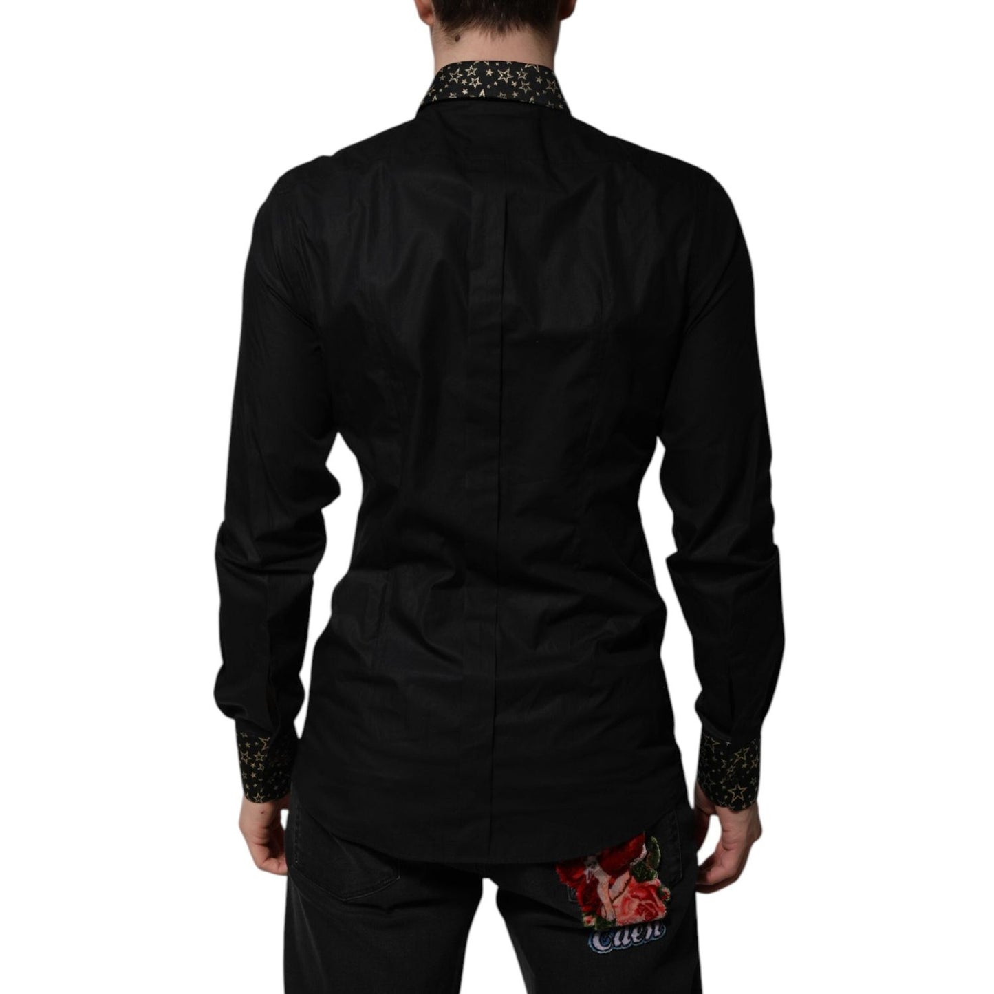 Dolce & Gabbana Black Cotton GOLD Long Sleeves Dress Shirt TSH906946-40