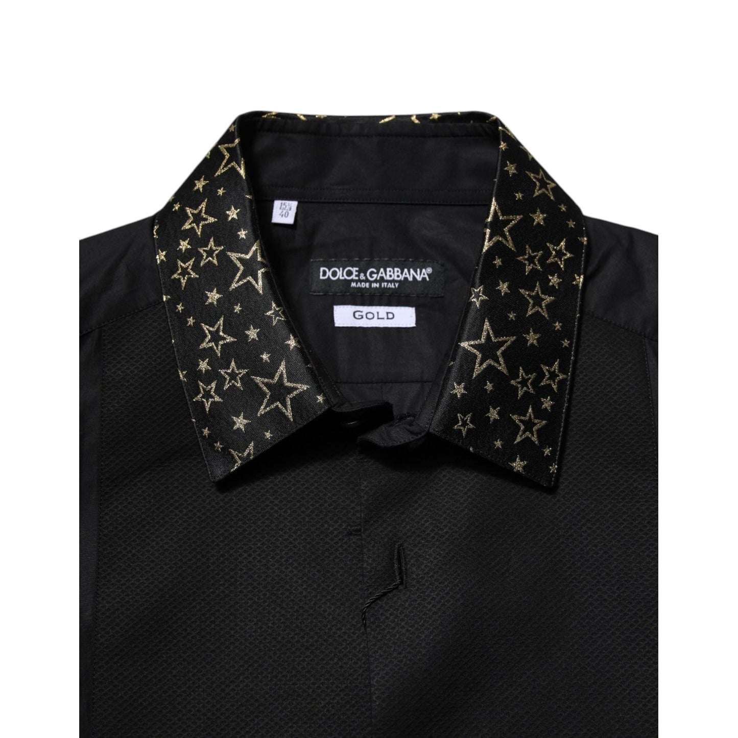 Dolce & Gabbana Black Cotton GOLD Long Sleeves Dress Shirt TSH906946-40