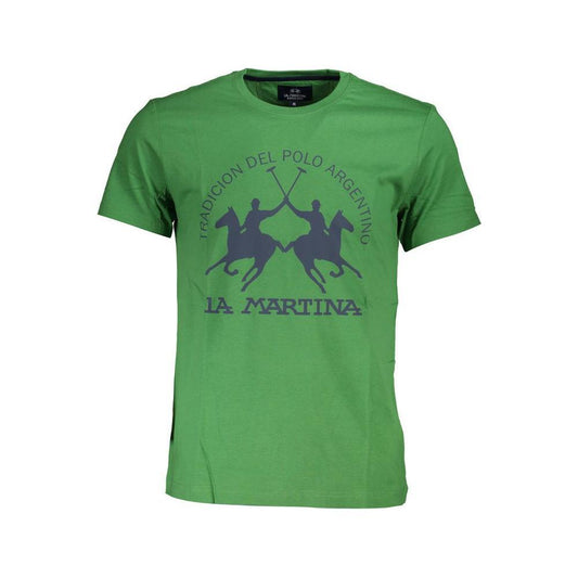 La Martina Green Cotton Men T-Shirt LA-37255-M