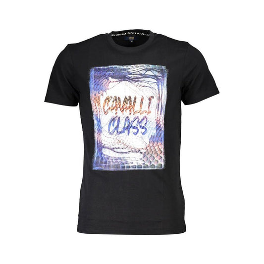 Cavalli Class Black Cotton Men T-Shirt