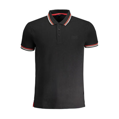 Cavalli Class Black Cotton Men Polo Shirt