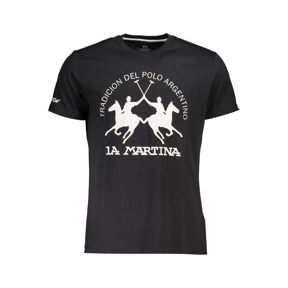 La Martina Black Cotton Men T-Shirt LA-37880-M