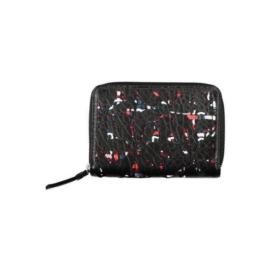 Desigual Elegant Black Zip Wallet with Contrasting Accents DE-24362