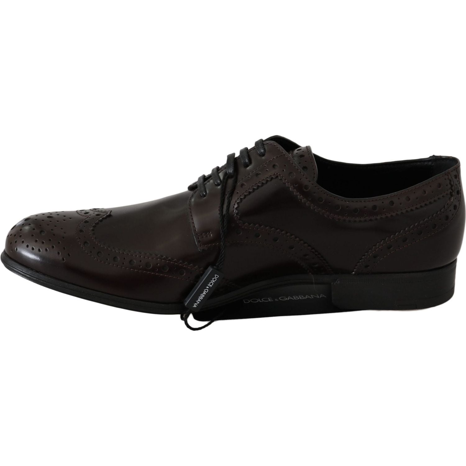 Dolce & Gabbana Brown Leather Broques Oxford Wingtip Shoes