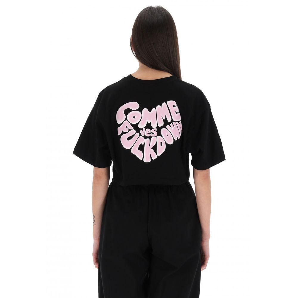 Comme Des Fuckdown Black Cotton Women T-Shirt CO-15648-IT36|XXS