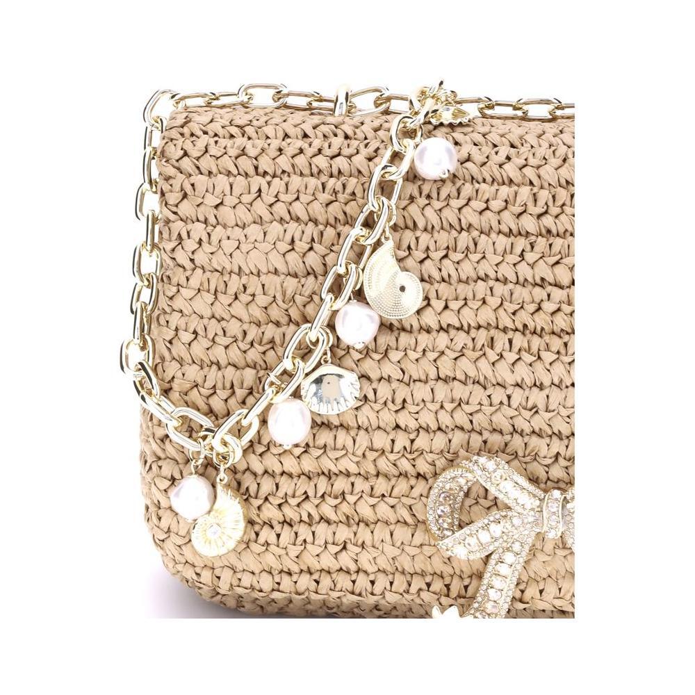 Self-Portrait Raffia Shoulder Bag SEPF25310BRBROWNBB