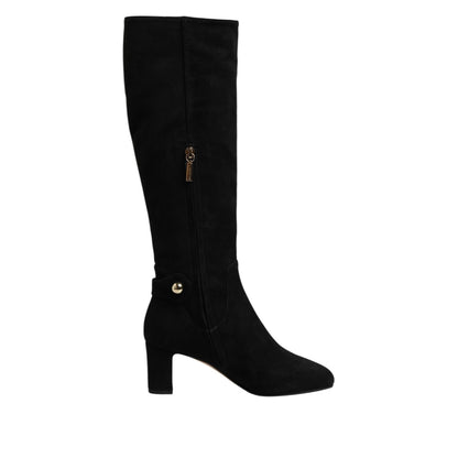 Dolce & Gabbana Black Suede Leather Knee High Boots Shoes