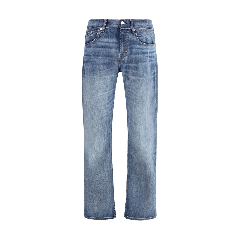 7FOR Blue Cotton Straight-Leg Jeans