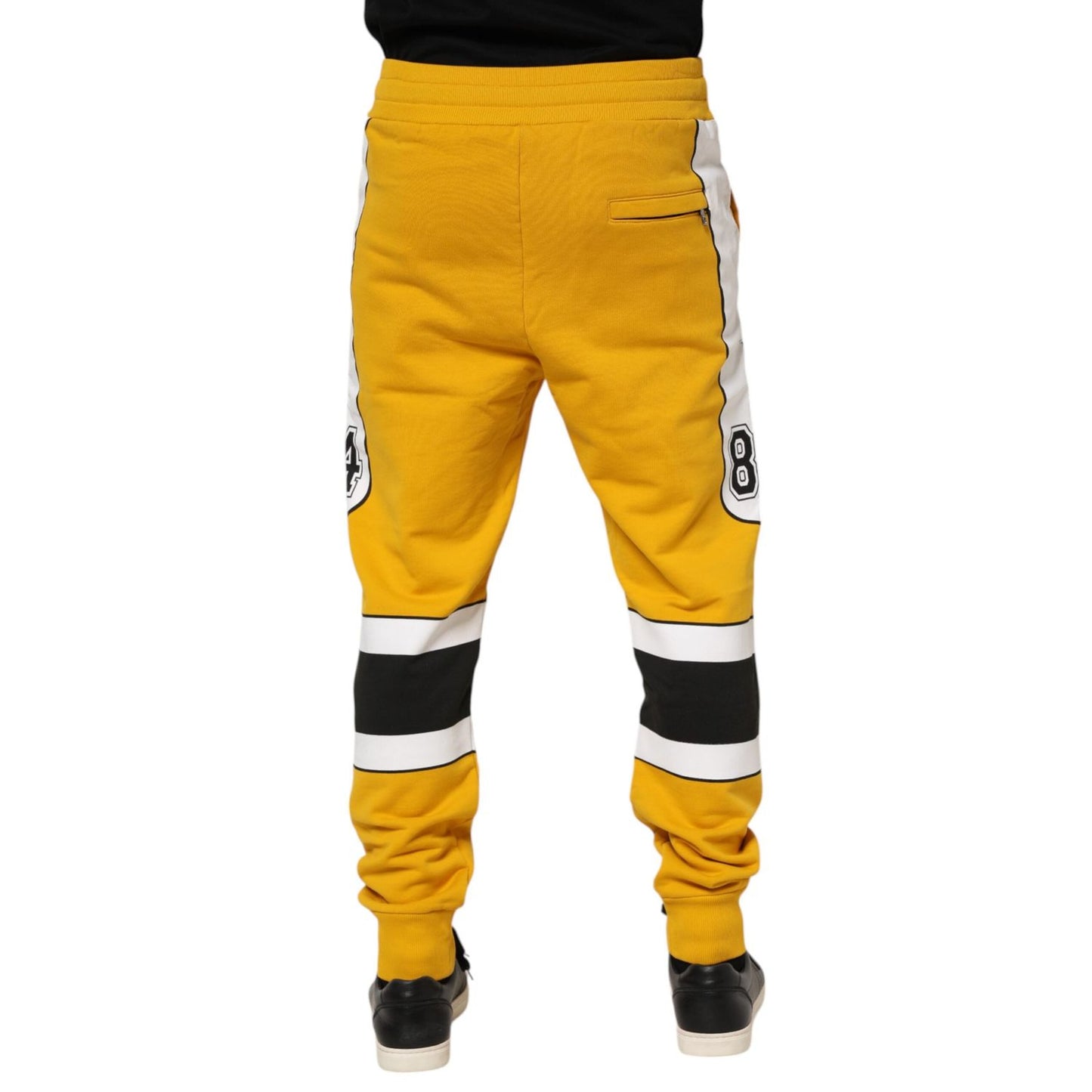 Dolce & Gabbana Yellow Cotton Printed Sweatpants Jogger Pants PAN76387-50