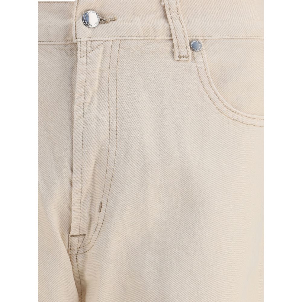 7FOR Beige Cotton Straight-Leg Jeans