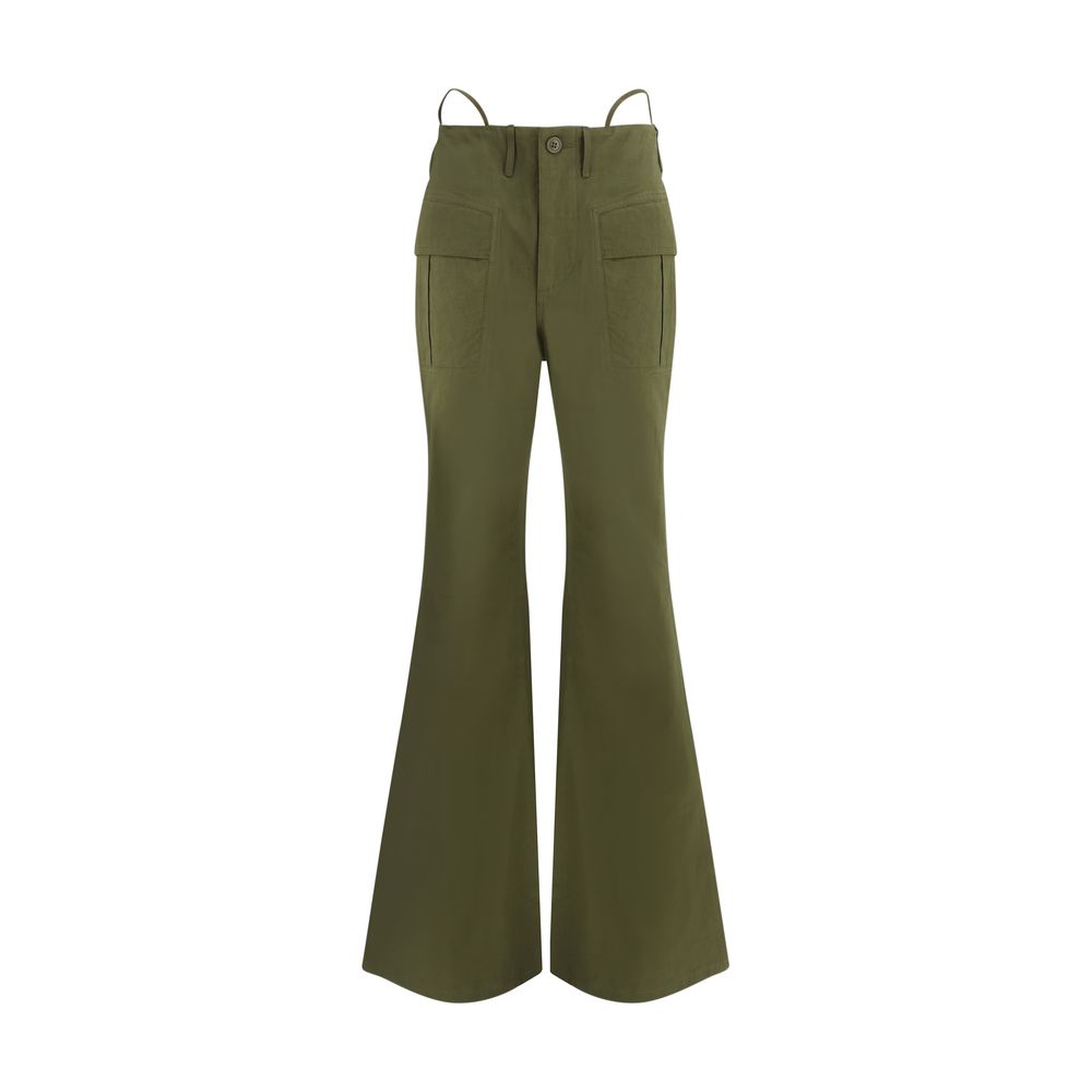R13 Bicolor Cotton Flared Pants