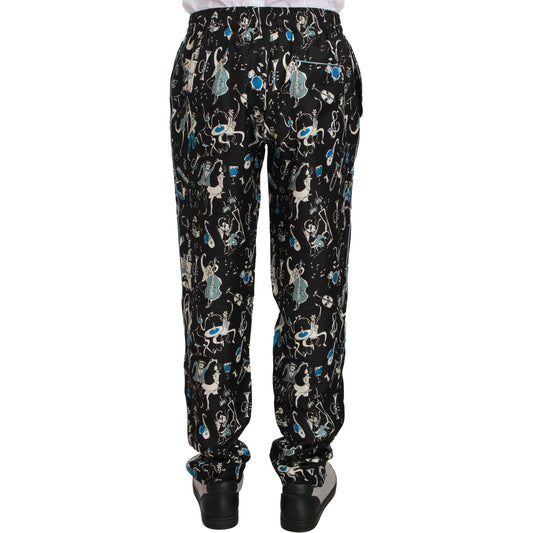 Dolce & Gabbana Black Musical Instrument Sleepwear Pants PAN61303-46