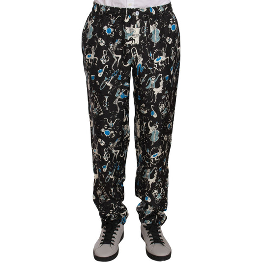 Dolce & Gabbana Black Musical Instrument Sleepwear Pants PAN61303-46