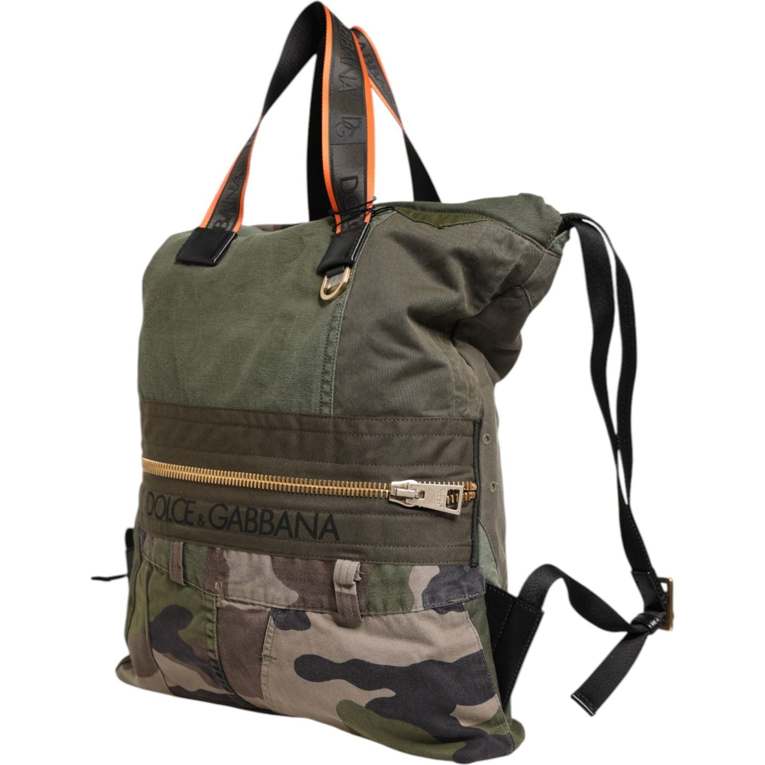 Front view with bag zipped and handles upright.