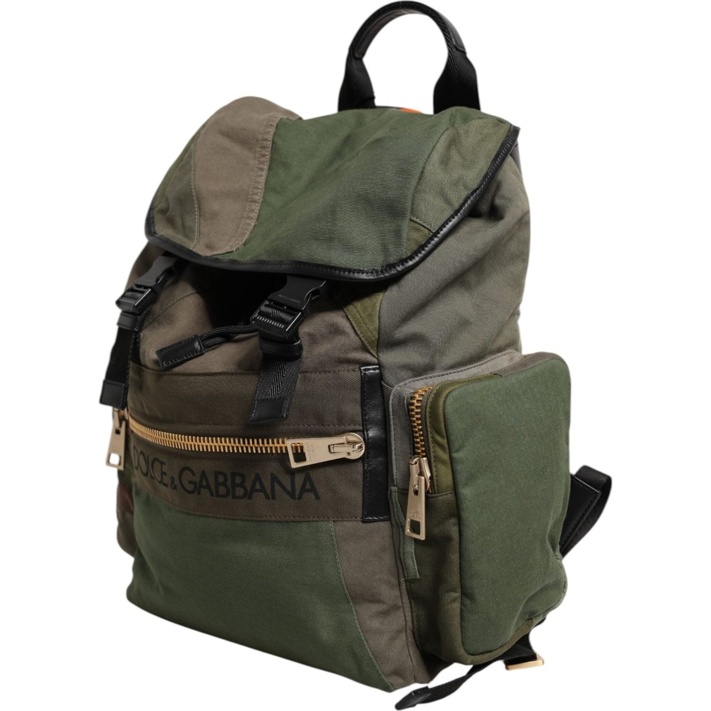 Dolce & Gabbana Military Green Patchwork Rucksack Backpack Bag