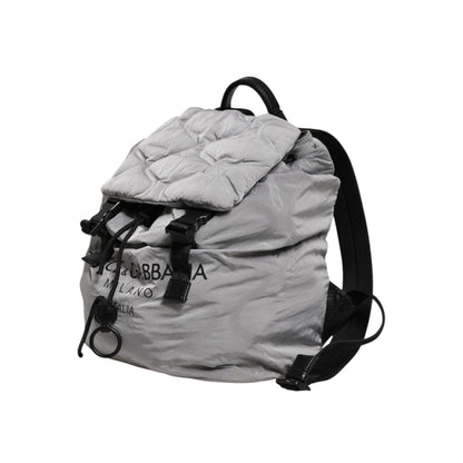 Dolce & Gabbana Gray Milano Print Drawstring Travel Backpack Bag