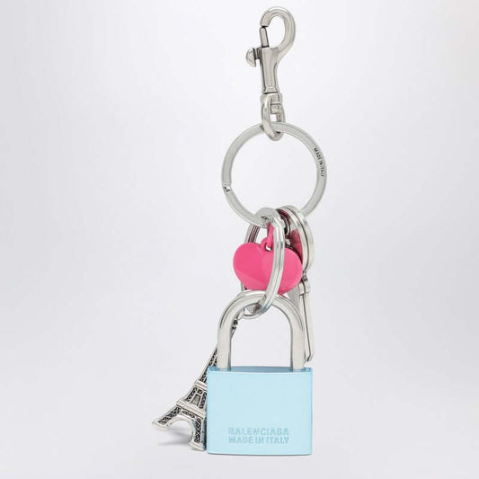 Balenciaga Keychain with lock and heart of crystals