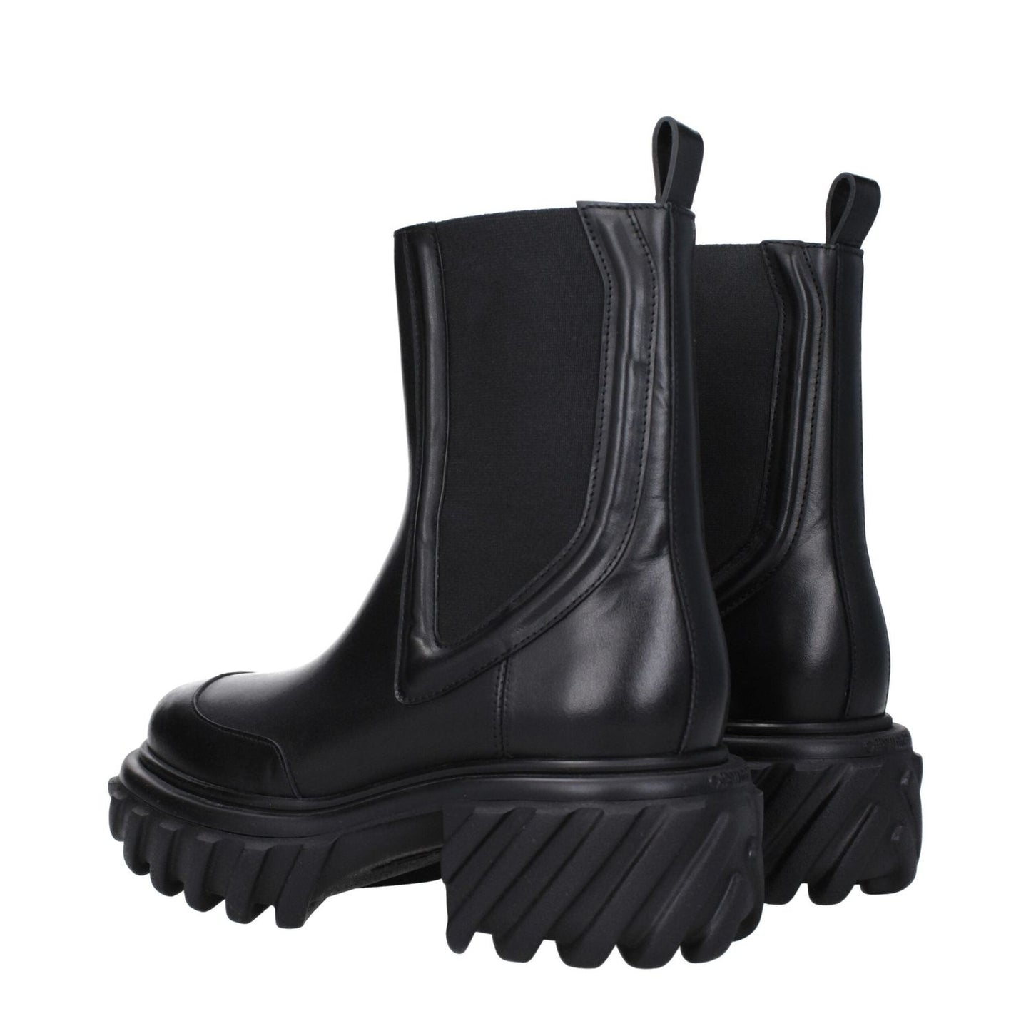 Off-White Black Leather Ankle Boots