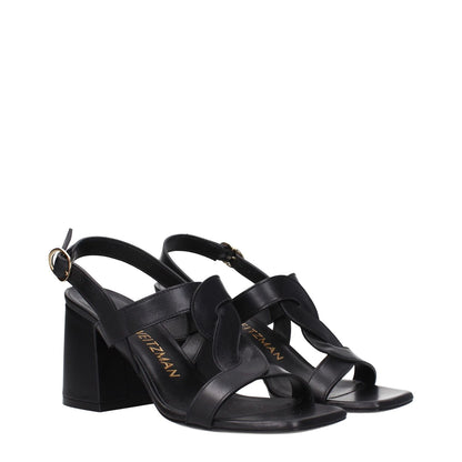 Stuart Weitzman Black Leather Platform Sandals