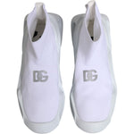 Dolce & Gabbana White Silver Slip On Wave Socks Sneakers Shoes MV7564-44