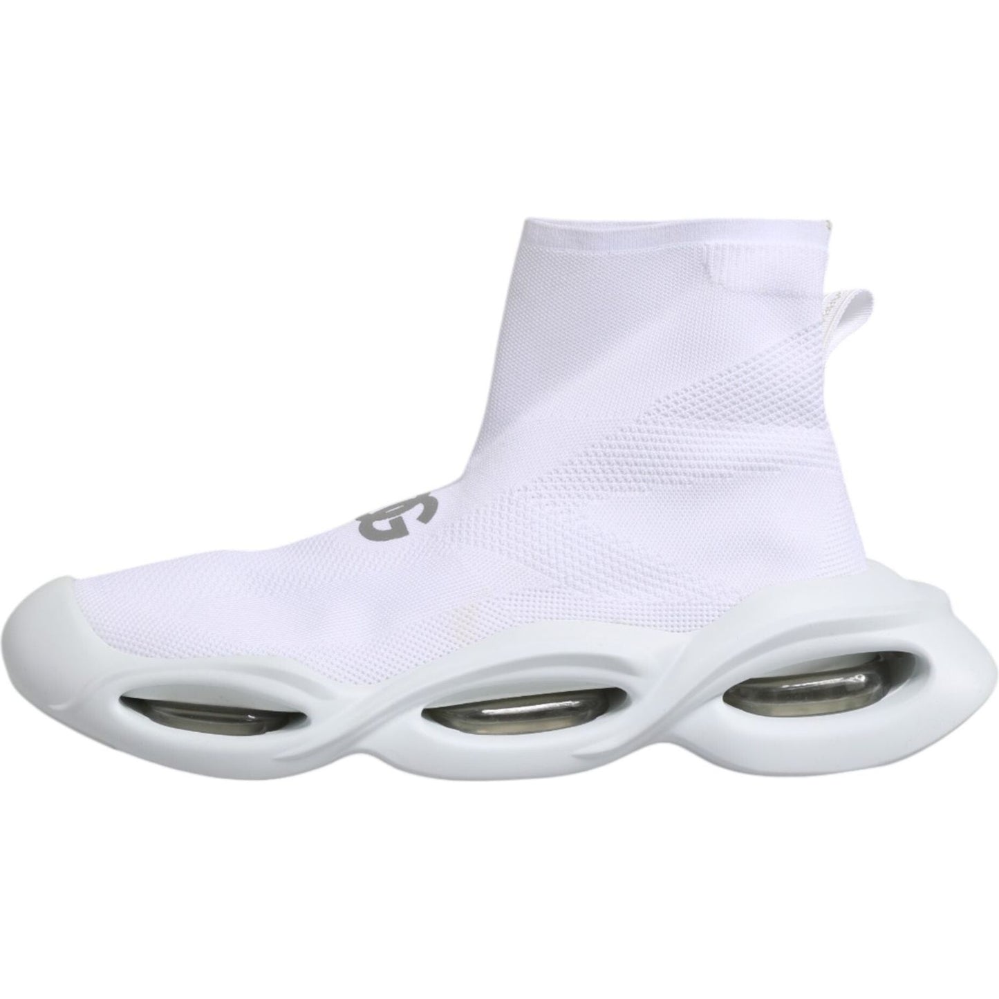 Dolce & Gabbana White Silver Slip On Wave Socks Sneakers Shoes MV7564-44