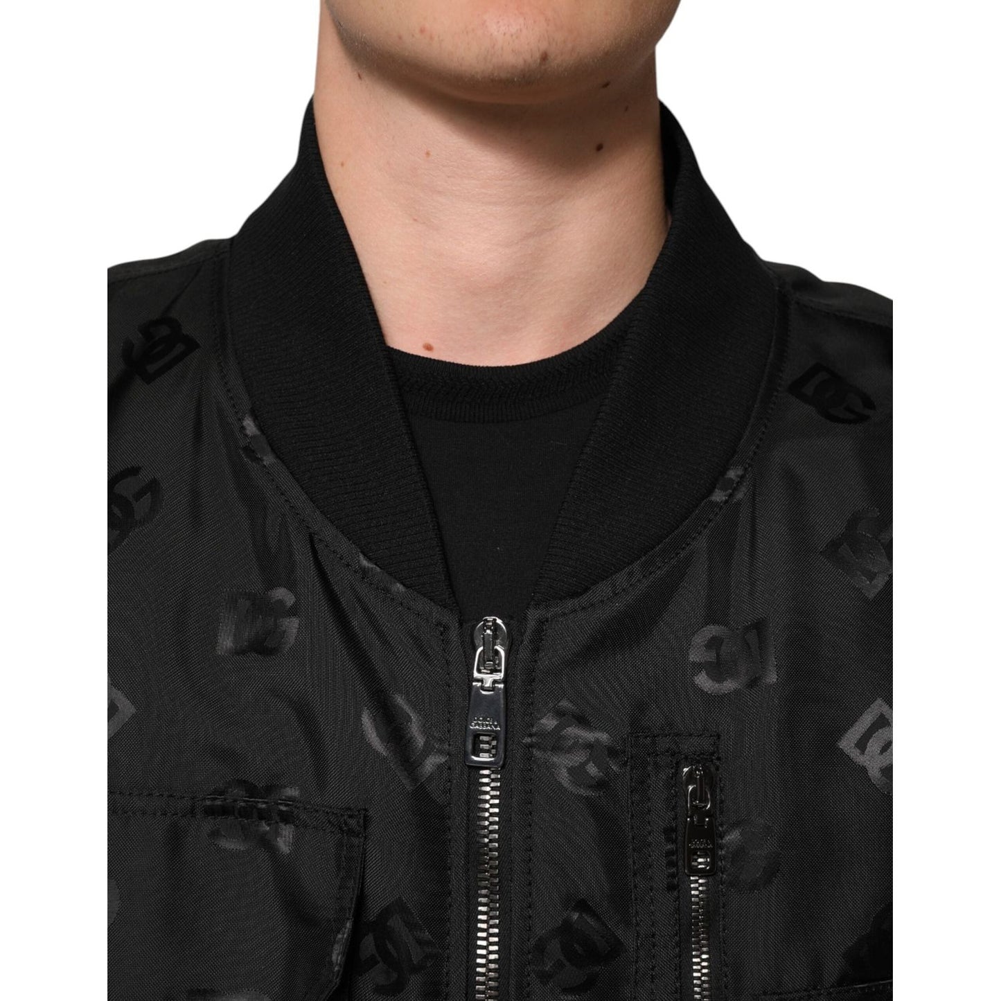 Dolce & Gabbana Black Cargo Windbraker Logo Mania Jacket JKT41521-58