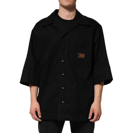 Dolce & Gabbana Black Short Sleeve Button Men Casual Shirt JKT41561-44
