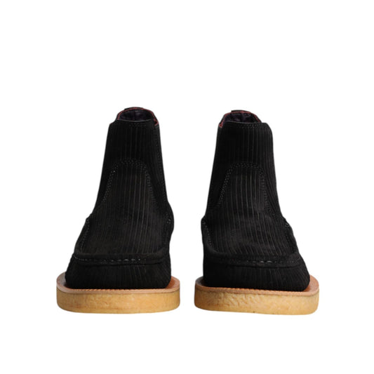 Dolce & Gabbana Black Calf Suede Slip On Ankle Boots Shoes MV7373-41