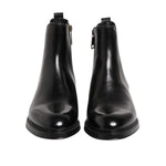 Dolce & Gabbana Black Chelsea Leather Mid Calf Boots Shoes MV7380-40