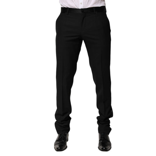 Dolce & Gabbana Black Wool Tapered Formal Men Dress Pants PAN76634-48