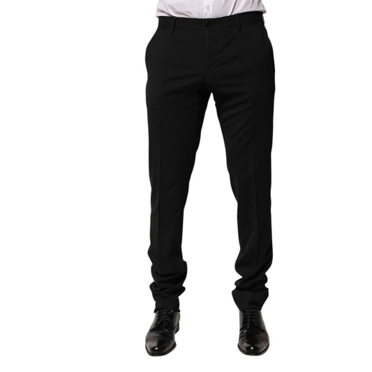 Dolce & Gabbana Black Wool Tapered Formal Men Dress Pants PAN76635-48