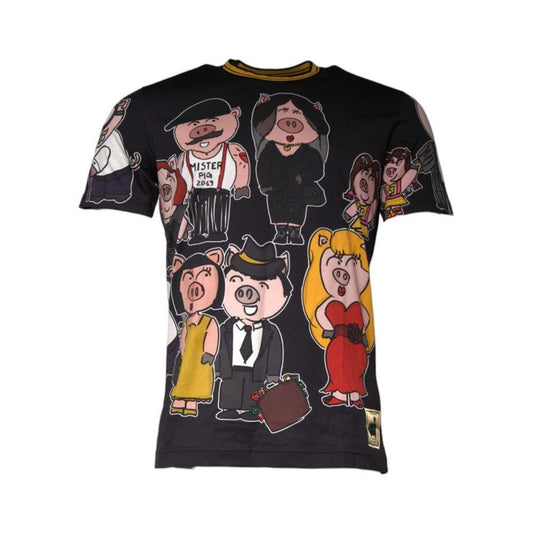 Dolce & Gabbana Black Cotton T-Shirt DO-1363-IT50 | L