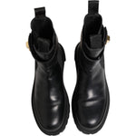 Dolce & Gabbana Black Calfskin DG Logo Strap Ankle Boots Shoes LA12857-39