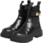 Dolce & Gabbana Black Calfskin DG Logo Strap Ankle Boots Shoes LA12857-39
