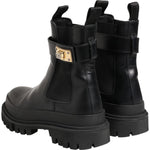 Dolce & Gabbana Black Calfskin DG Logo Strap Ankle Boots Shoes LA12857-39