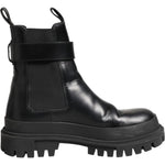 Dolce & Gabbana Black Calfskin DG Logo Strap Ankle Boots Shoes LA12857-39