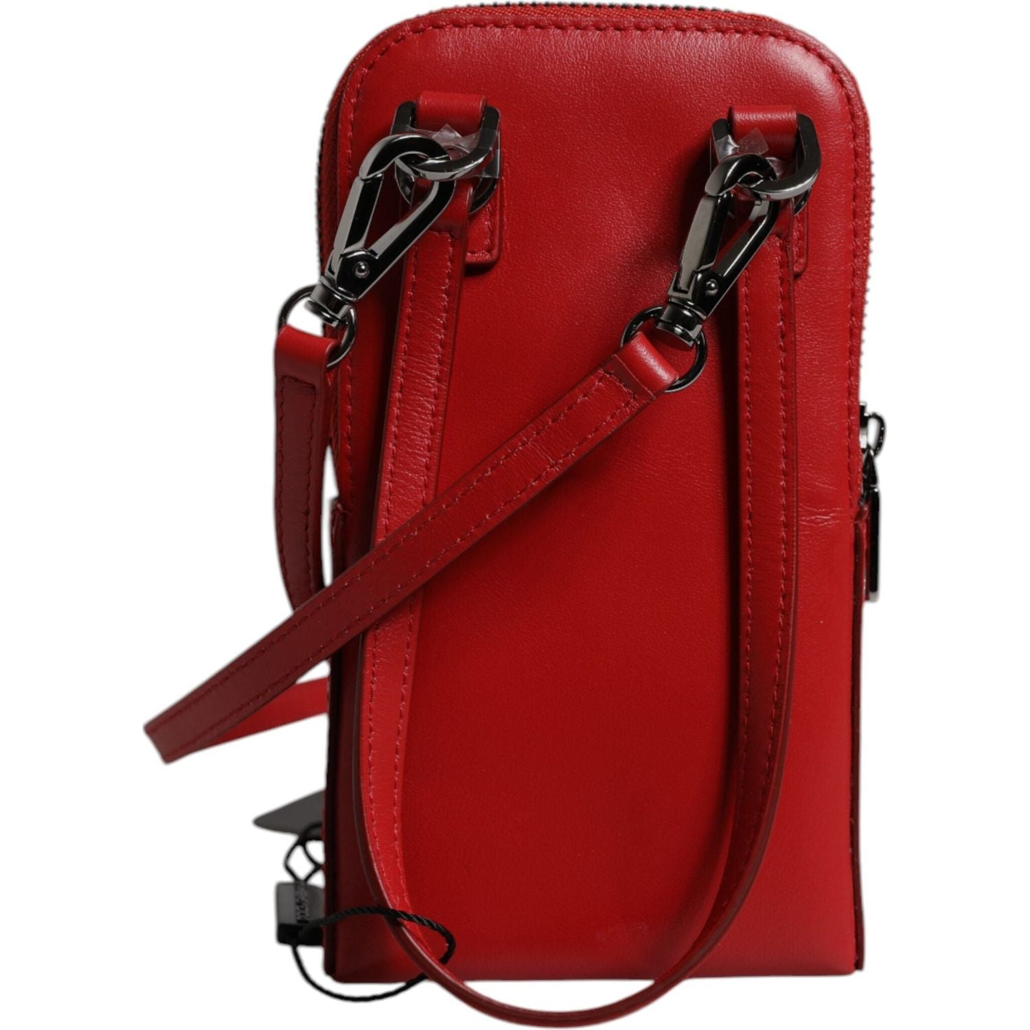 Dolce & Gabbana Red Leather Purse Phone Sling Crossbody Neck Strap Bag
