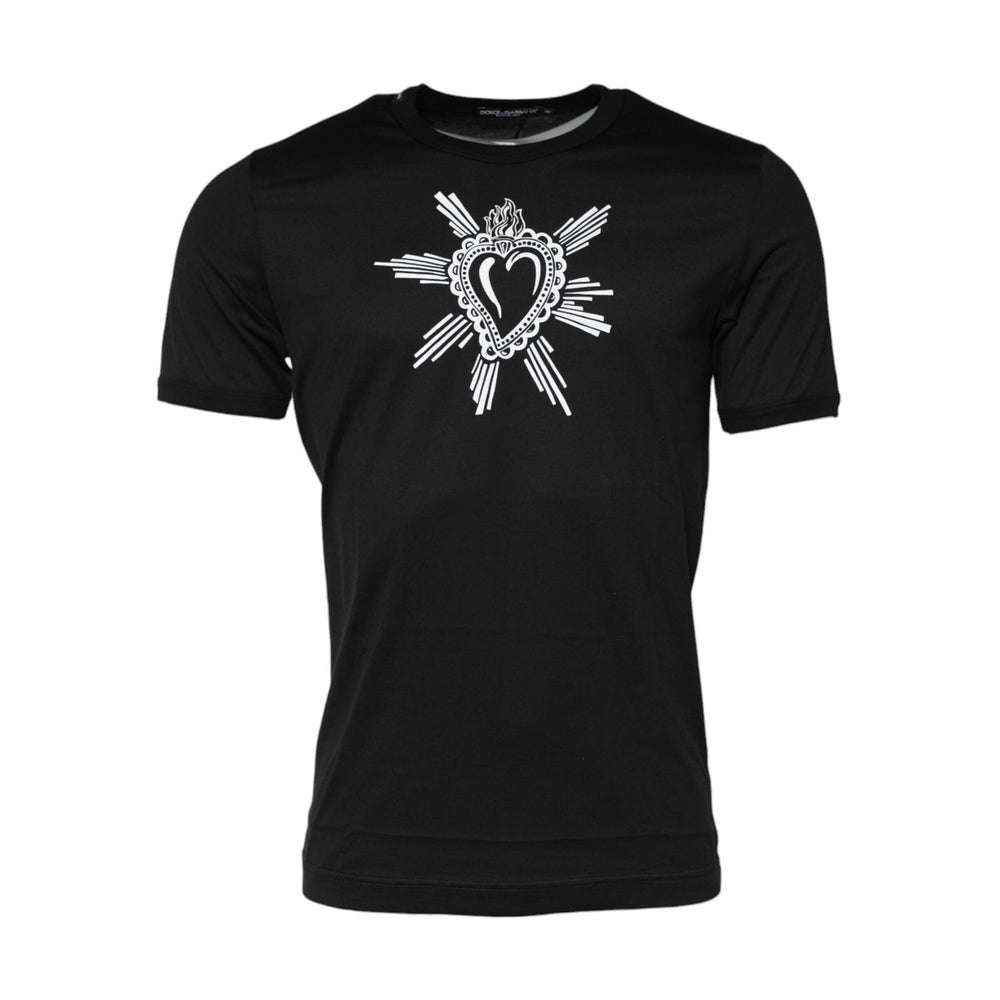 Dolce & Gabbana Black Sacred Heart Cotton Crew Neck T-shirt TSH91021-48