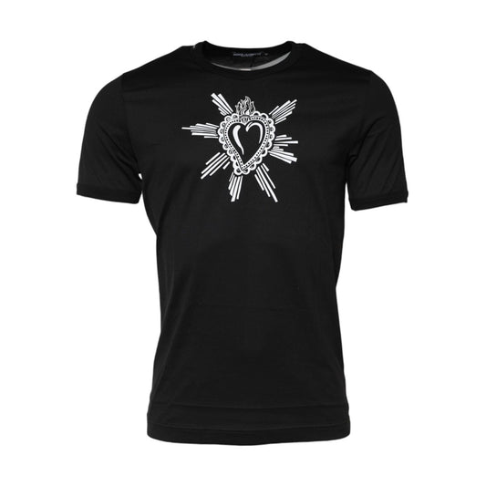 Dolce & Gabbana Black Sacred Heart Cotton Crew Neck T-shirt TSH91021-48