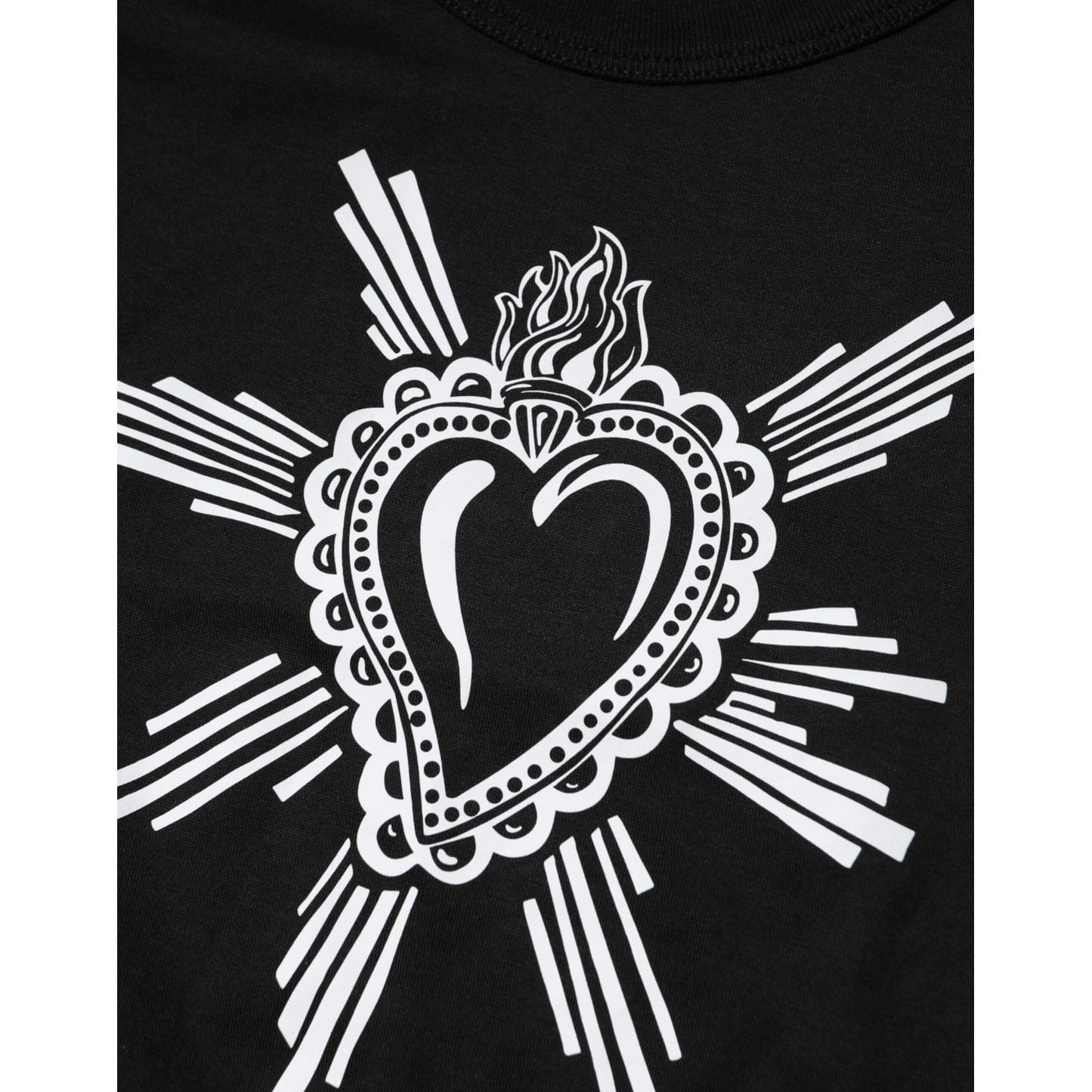 Dolce & Gabbana Black Sacred Heart Cotton Crew Neck T-shirt TSH91021-48
