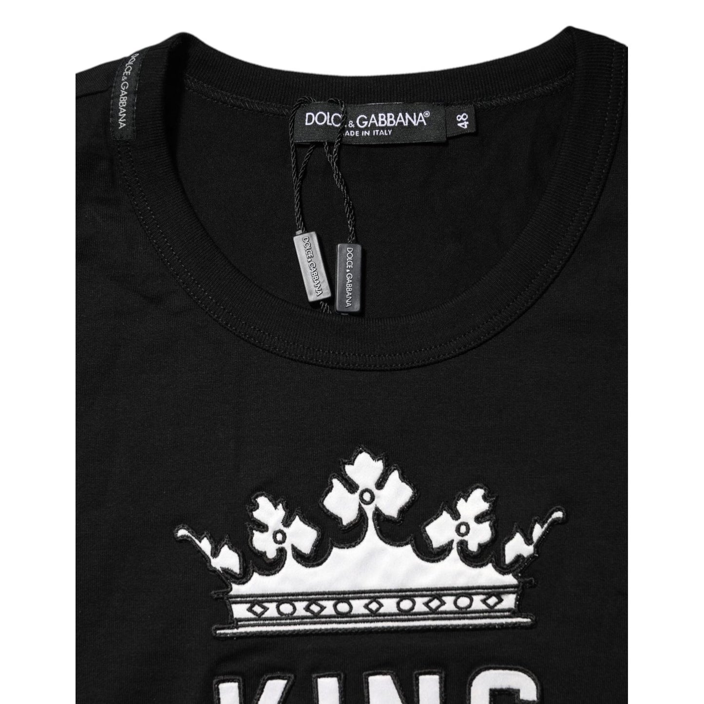 Dolce & Gabbana Black DG King Crown Cotton Crew Neck T-shirt TSH91027-44