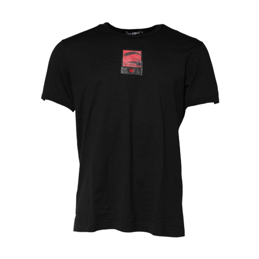 Dolce & Gabbana Black Eye Print Cotton Men Crew Neck T-shirt TSH91030-54