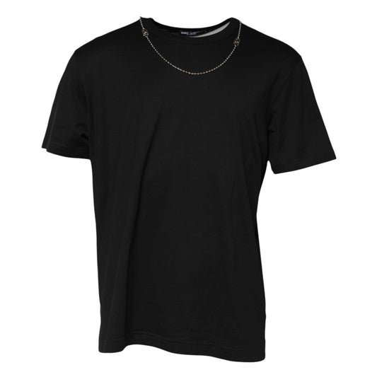 Dolce & Gabbana Black Chain Necklace Cotton Crewneck T-shirt TSH91031-60