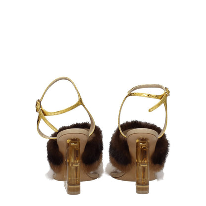 Fendi Brown Mink Strap-On Sandals