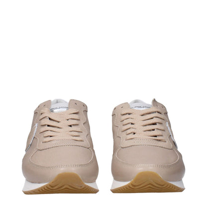 Philippe Model Beige Leather Low Top Sneakers