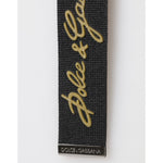 Dolce & Gabbana Black Yellow Polyester DG Logo Silver Keychain Keyring SMY11129